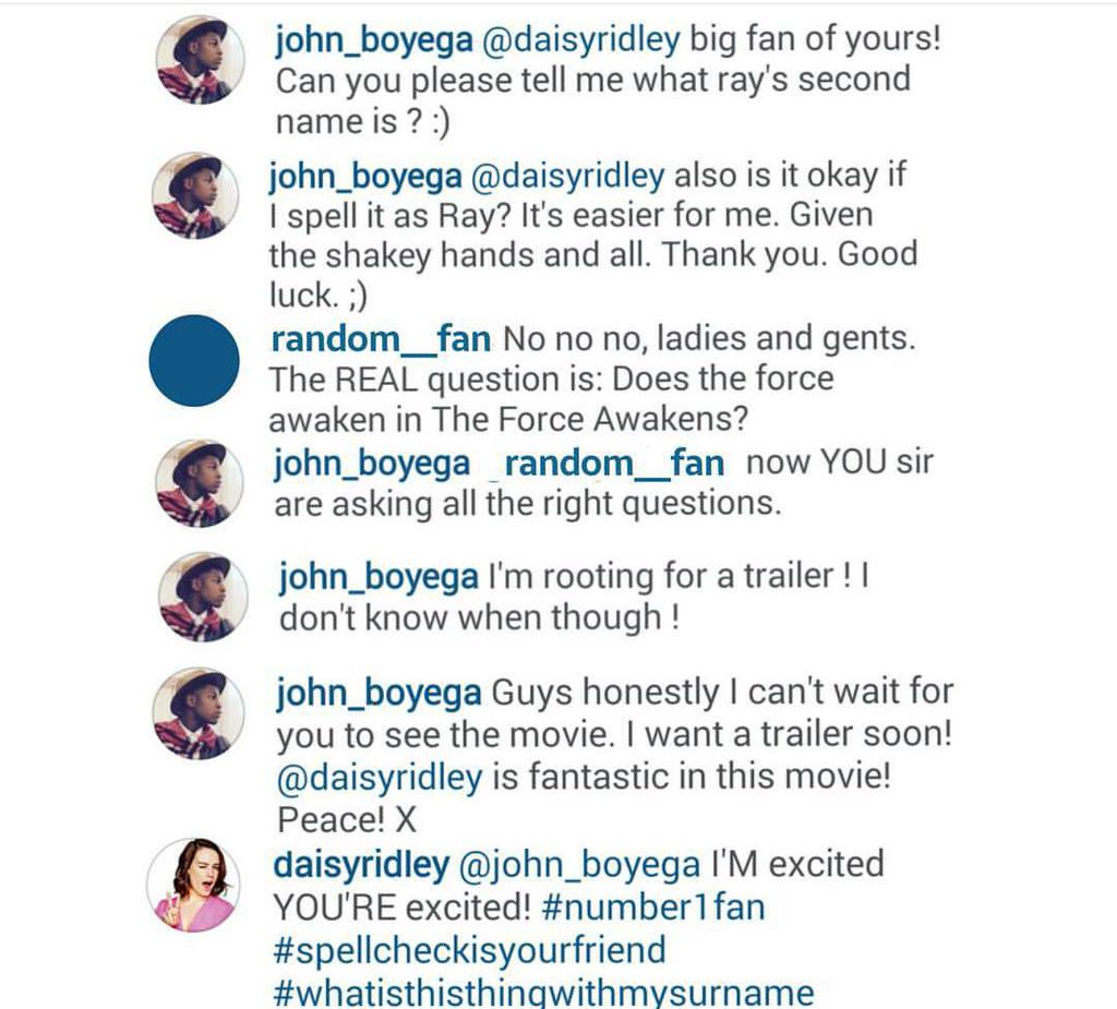 Ridley Boyega surname joking Instagram