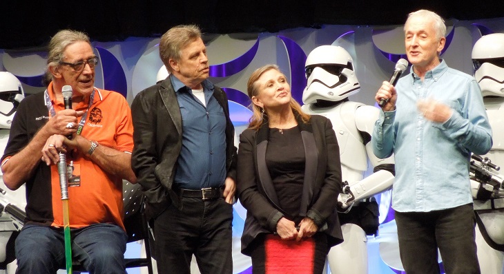 Carrie Fisher with old friends at The Force Awakens panel, Star Wars Celebration Anaheim (2015)