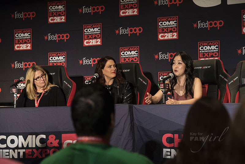 Charlet Chung speaks at the Women of Voice Acting Panel at C2E2 2018