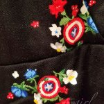 Pattern detail on the Captain America 75th romper Captain America Romper Pattern by Her Universe