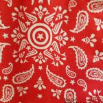 Pattern close-up on the cross-back dress Captain America Dress Pattern by Her Universe