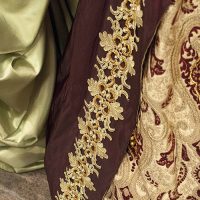 This dress is being retired as a costume after exhibiting here. Anne Boleyn trim detail at Dragon Con Costume Exhibit