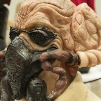 Tom Cuthbert's Plo Koon mask sculpt. Plo Koon mask sculpt at Dragon Con